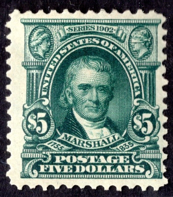 US 1903 FIVE DOLLARS MARSHALL SCOTT #313 PERF. 12 MINT HINGED GOOD CENTERING