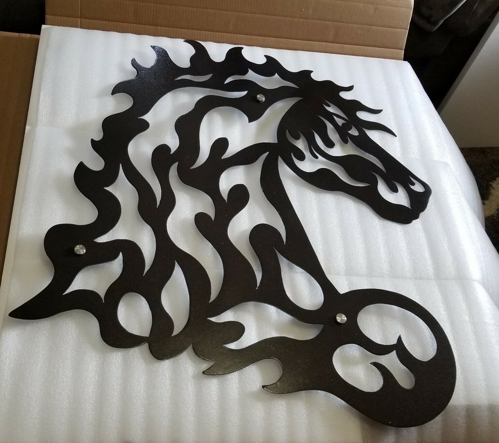 Metal wall art horse head wall hanging torched hand drawn painting modern art US