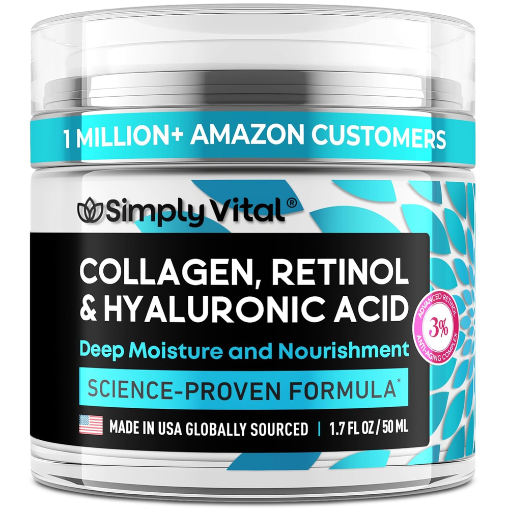 Simplyvital Collagen, Retinol & Hyaluronic Acid Cream - Anti-Aging Face Moisturi