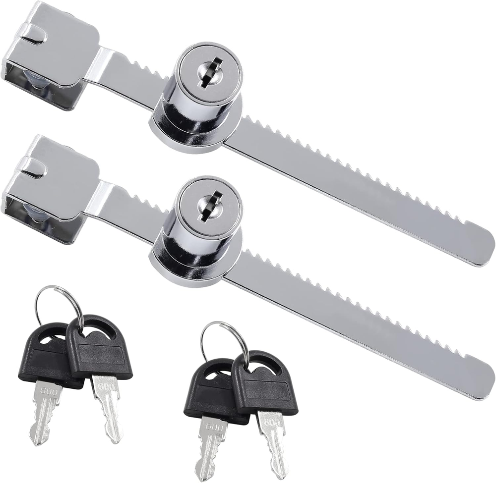 2Pcs Chrome Sliding Glass Door Ratchet Lock for Display Cases & Drawers