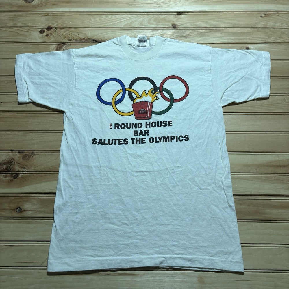 Vintage 90s Round House Bar Olympic Games Parody Beer Funny Shirt Size L