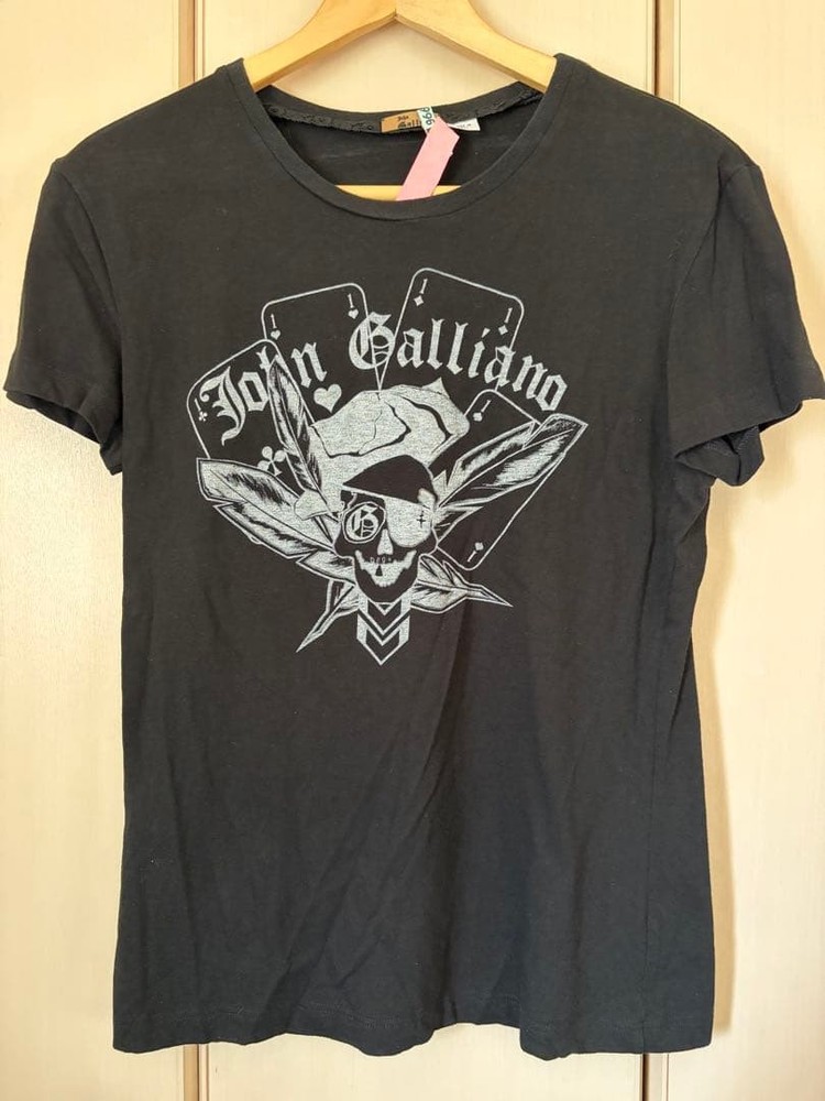 John Galliano Skull Print T-Shirt Black Size L Crew Neck