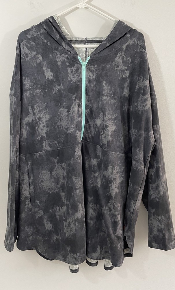 LIVI hoodie 1/2 Zip Pullover Sweatshirt tunic women sz 22/24 black lane bryant