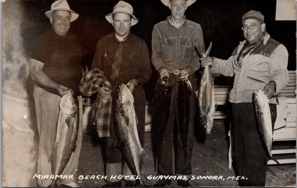 RPPC Fishing at Miramar Beach Hotel, Guaymas Sonora Mexico Vintage Postcard U13