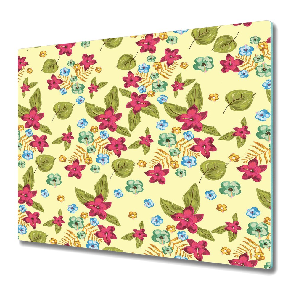 Glass Chopping Board Utensil Board Tropical Flowers Floral Tropical 60x52