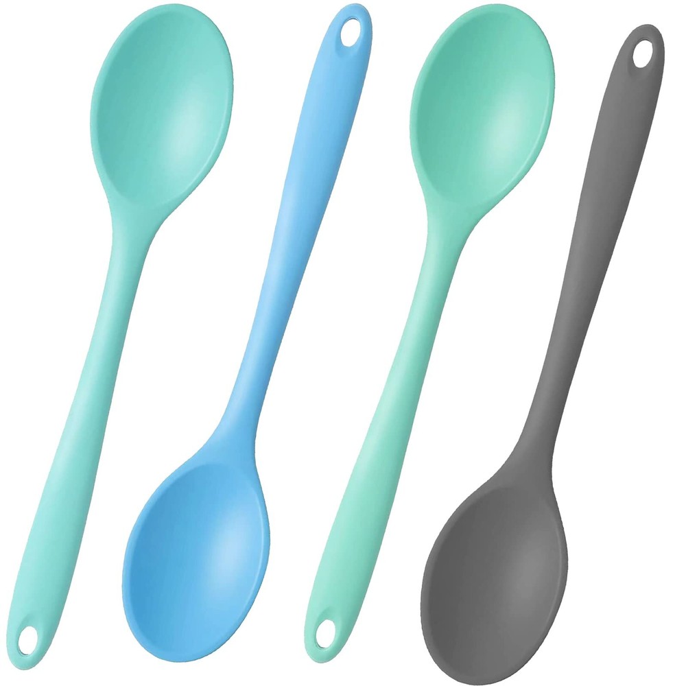 4 Pieces Small Silicone Nonstick Mixing Spoons, High Heat Resistant,Cooking B...