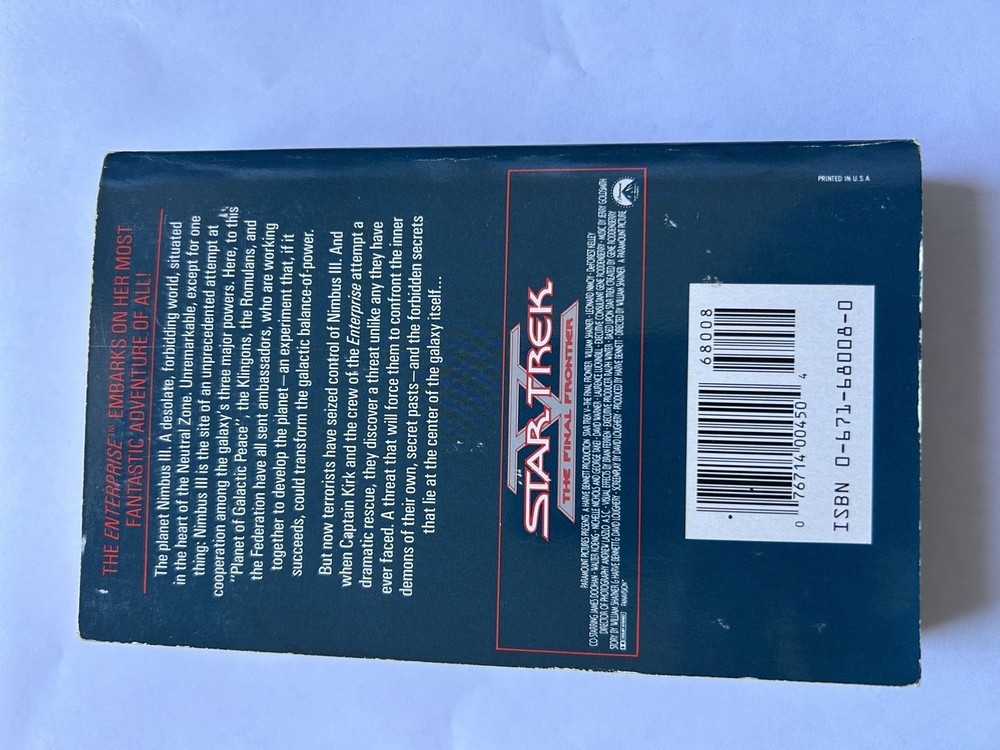 Star Trek V The Final Frontier Novelization Paperback 1989 First Edition/Print 5