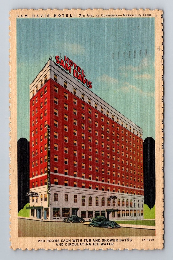 Nashville TN-Tennessee, Sam Davis Hotel, Advertising, Vintage c1952 Postcard
