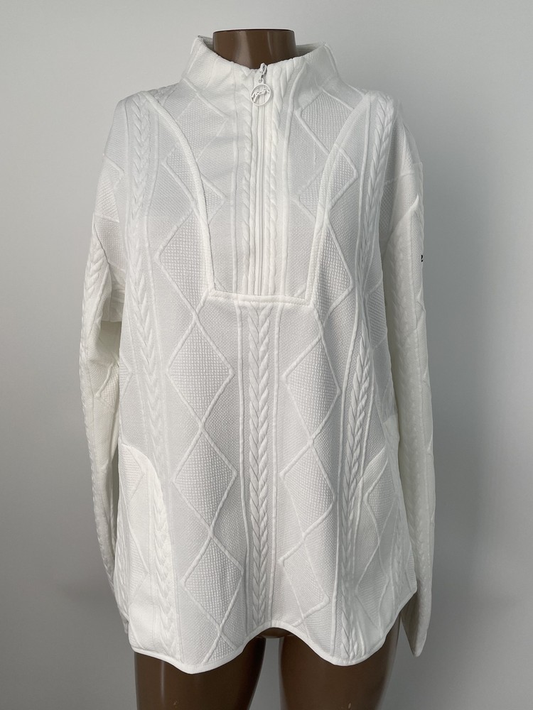 Penelope Womens Sweater Ecru/White Size XL Violette Trucker-Style High Collar