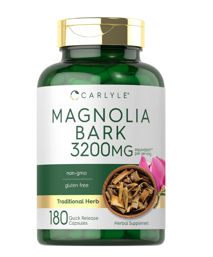 Magnolia Bark 3200 Mg | 180 Powder Capsules | Herbal Extract Supplement | Non-Gm