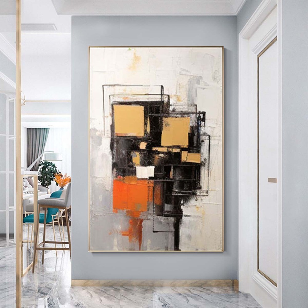 Thick Oil Knife Abstract Oil Painting On Canvas Hand Painted Modern Wall Yellow