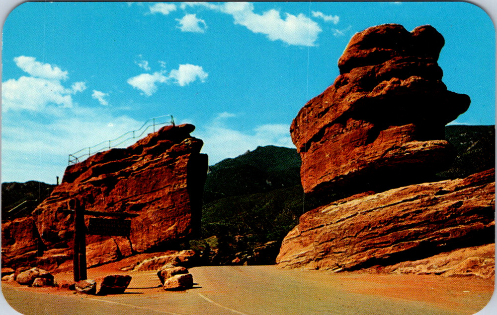 Vintage Postcard Balanced Steamboat Rocks Colorado Springs Garden