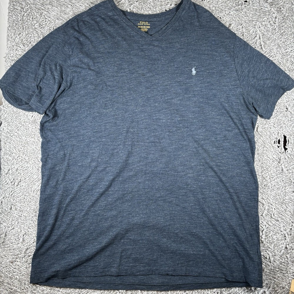 Polo Ralph Lauren V-Neck T-Shirt Men's Size 2XLT (TALL) Navy Blue Preppy Golf