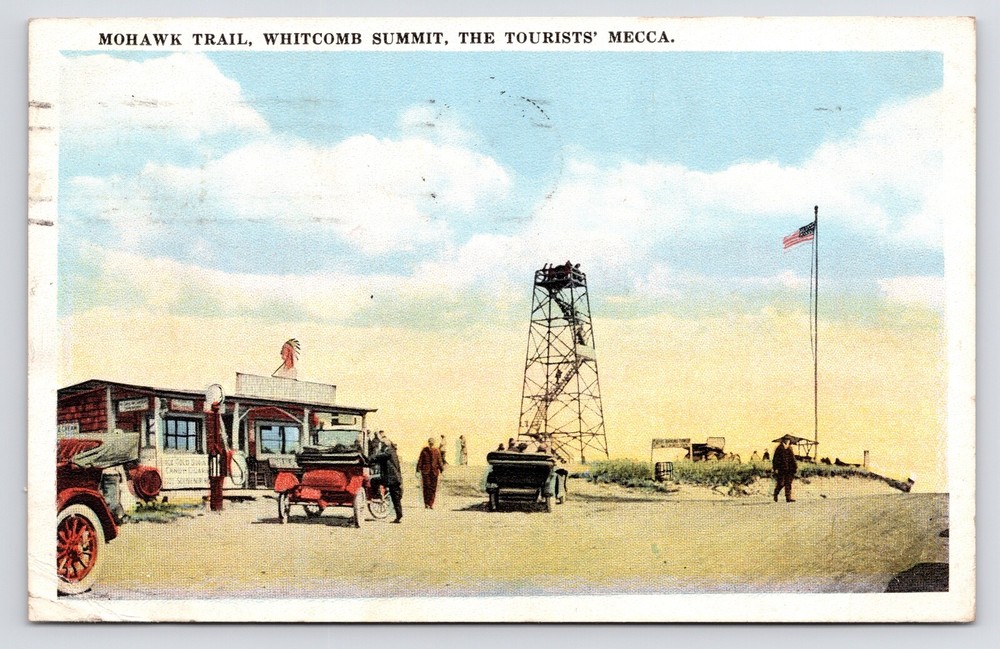 1920s Mohawk Trail Whitcomb Summit Observation Tower Massachusetts MA Postcard