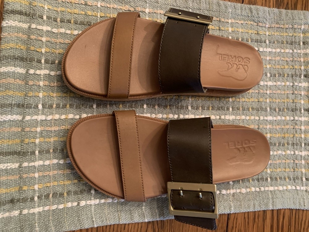 Sorel Camel Cork Platform Slide Sandals Buckle Slip On NL4177-243 6.5 NEW