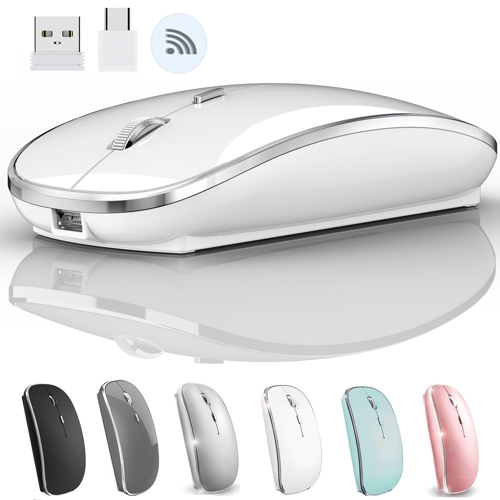 2.4G USB C Receiver Wireless Mouse for Computer Chromebook for Microsoft Lapt...