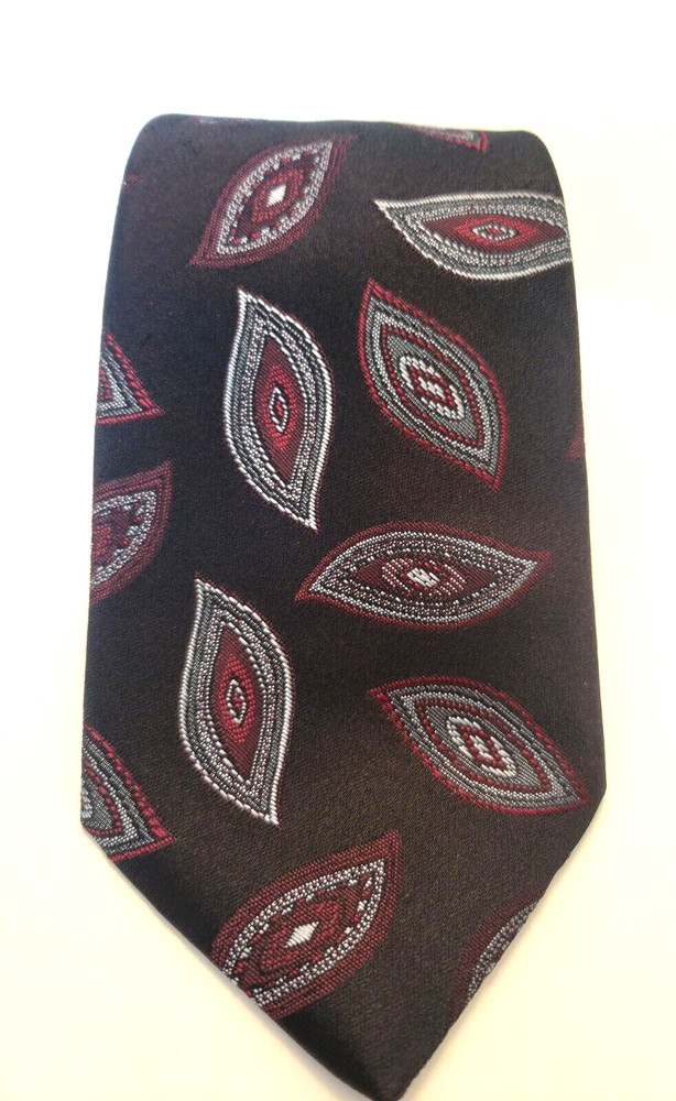 Etienne Aigner Men’s Silk Tie Black Burgundy Paisley Multicolor Classic Neckwear