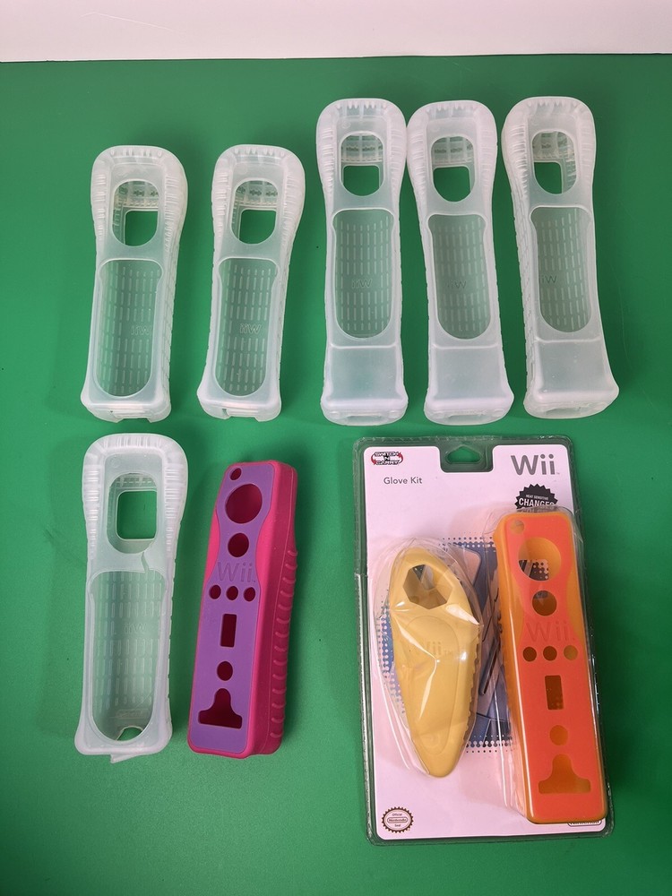 Lot Of 9 Original Nintendo Wii Remote Controller Silicone Clear Skin Covers