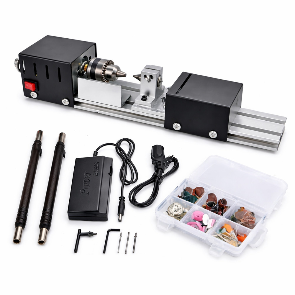 110V-240V Mini Wood Lathe Machine Speed Adjustable Rotary Set Grinding Tool Kit