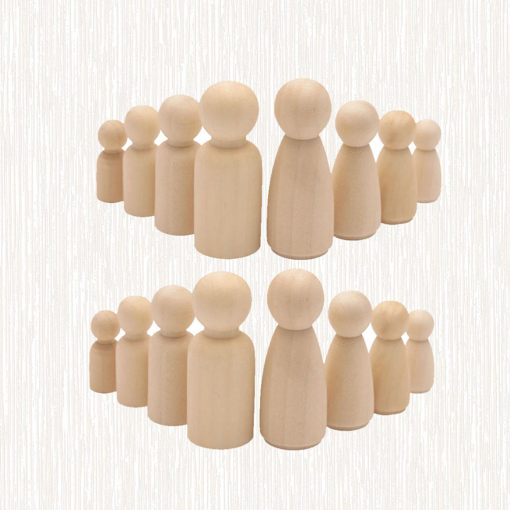 50 Pcs Unfinished Wooden Peg Dolls Wood Doll Bodies Wooden Figure Drawing