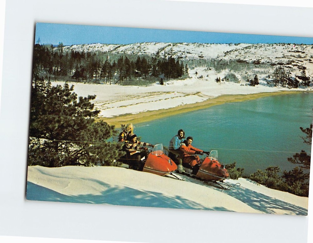 Postcard Snowmobiling in Acadia National Park Bar Harbor Maine USA-image