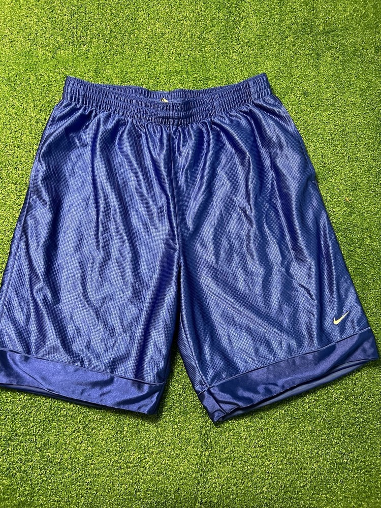 Vintage Nike Blue Dazzle Shorts Men's XL Silky Shiny Y2K Silver Tag