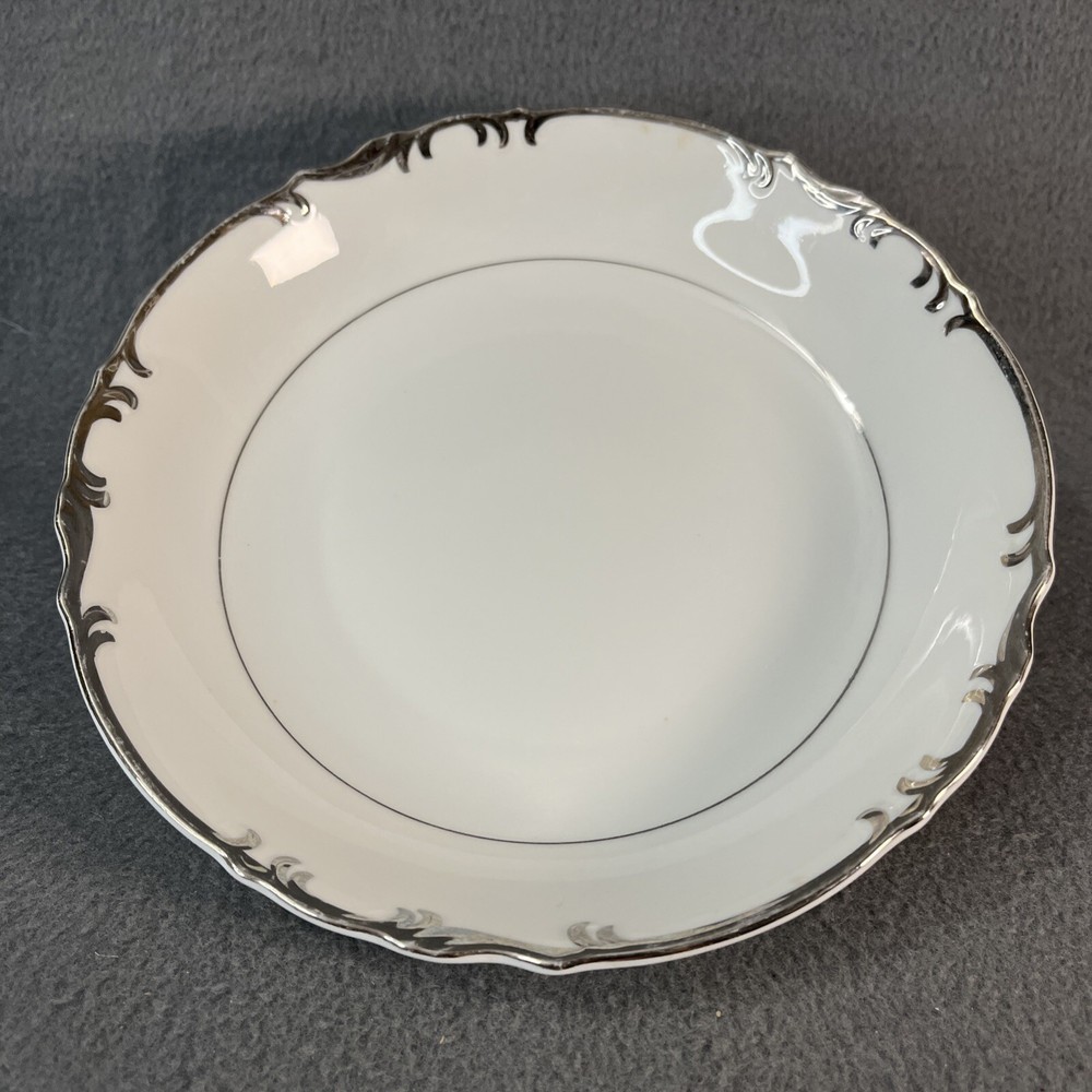 RETIRED Mikasa Fine China MARLBORO 9267 Salad Bowl 7 1/2” Scalloped Platinum