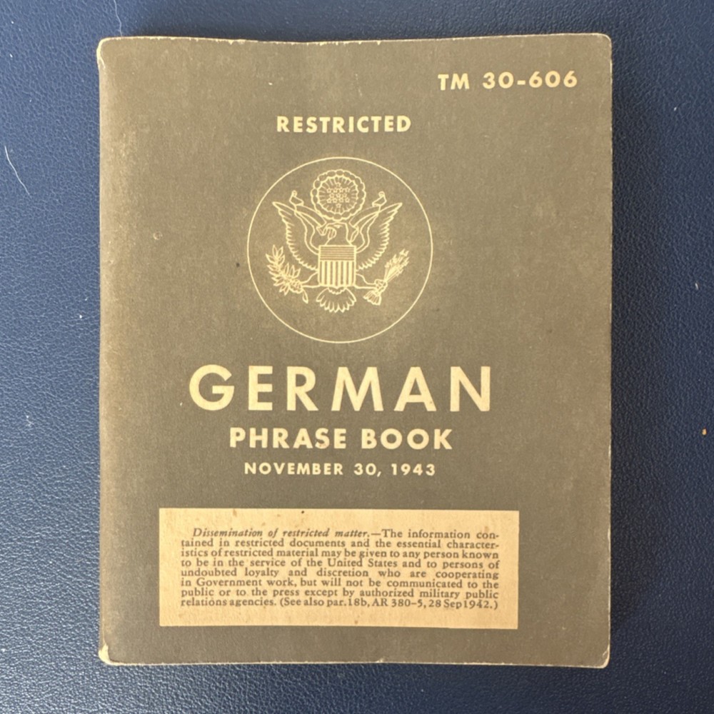 TM 30-606 German Phrase Book War Department WWII US Military November 30, 1943