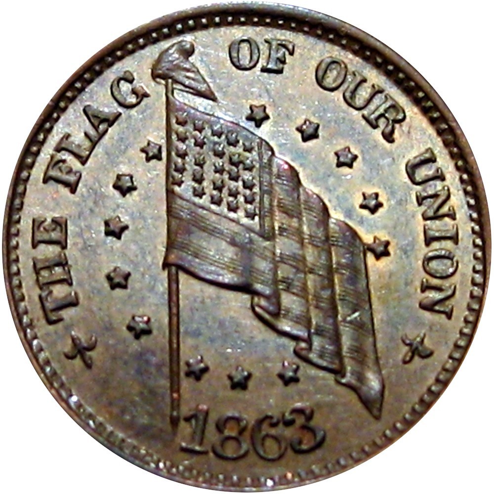 1863 The Flag Of Our Union Army And Navy Patriotic Civil War Token