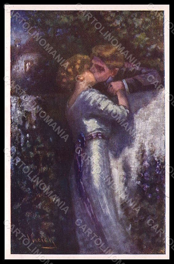 Artist Signed Ulreich Lady Romantic Couple BKWI serie 320-5 postcard VK8142