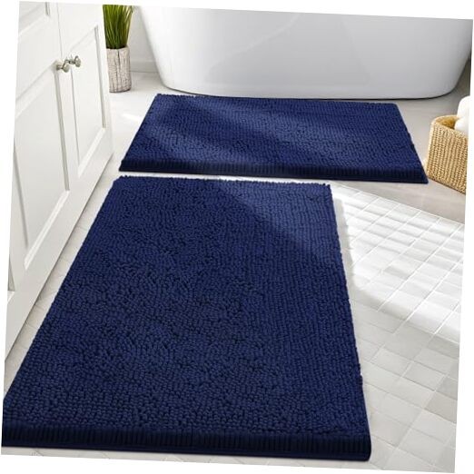 Soft Absorbent Chenille Bathroom Rug Set 2-Piece Non-Slip Machine Washable