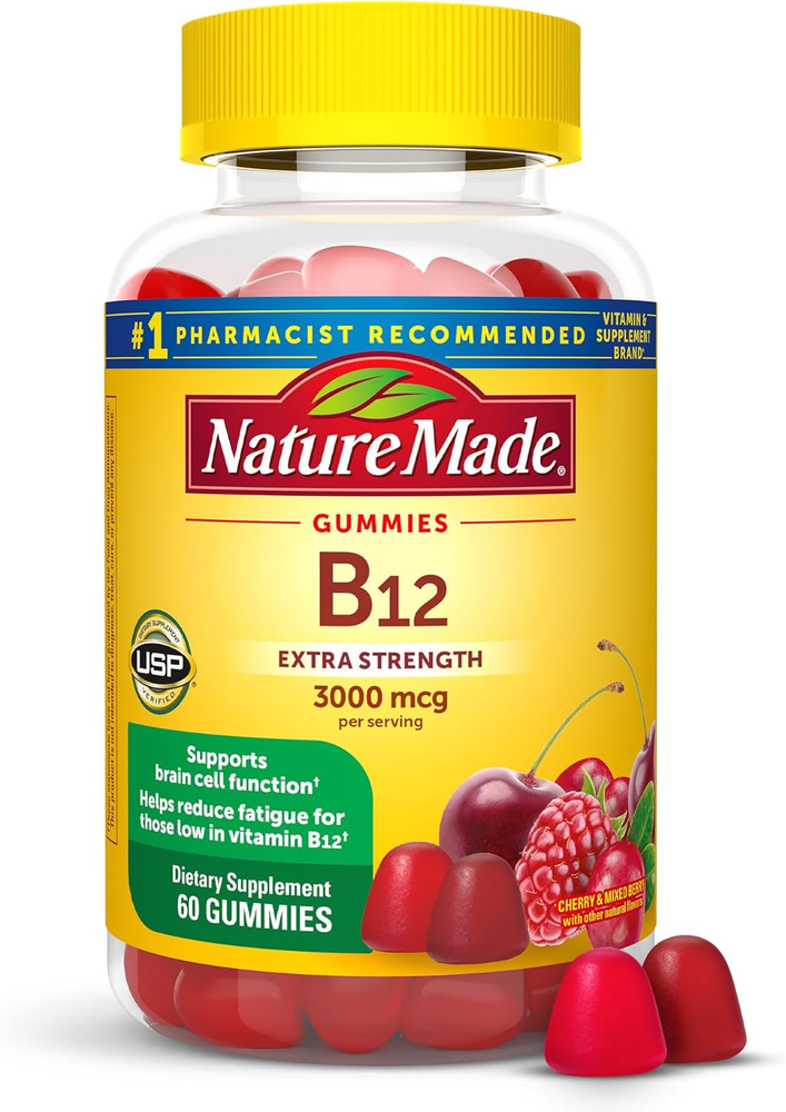 Extra Strength Vitamin B12 Gummies – 3000mcg for Energy & Metabolism Support – 6
