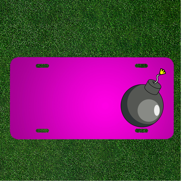 Custom Car License Plate with Personalized Bomb Grenade Name Design