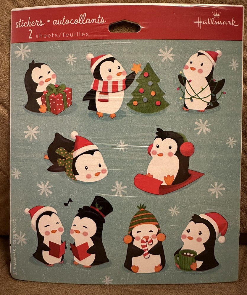 NEW 2017 Hallmark Penguin Acid-Free Christmas Stickers-image