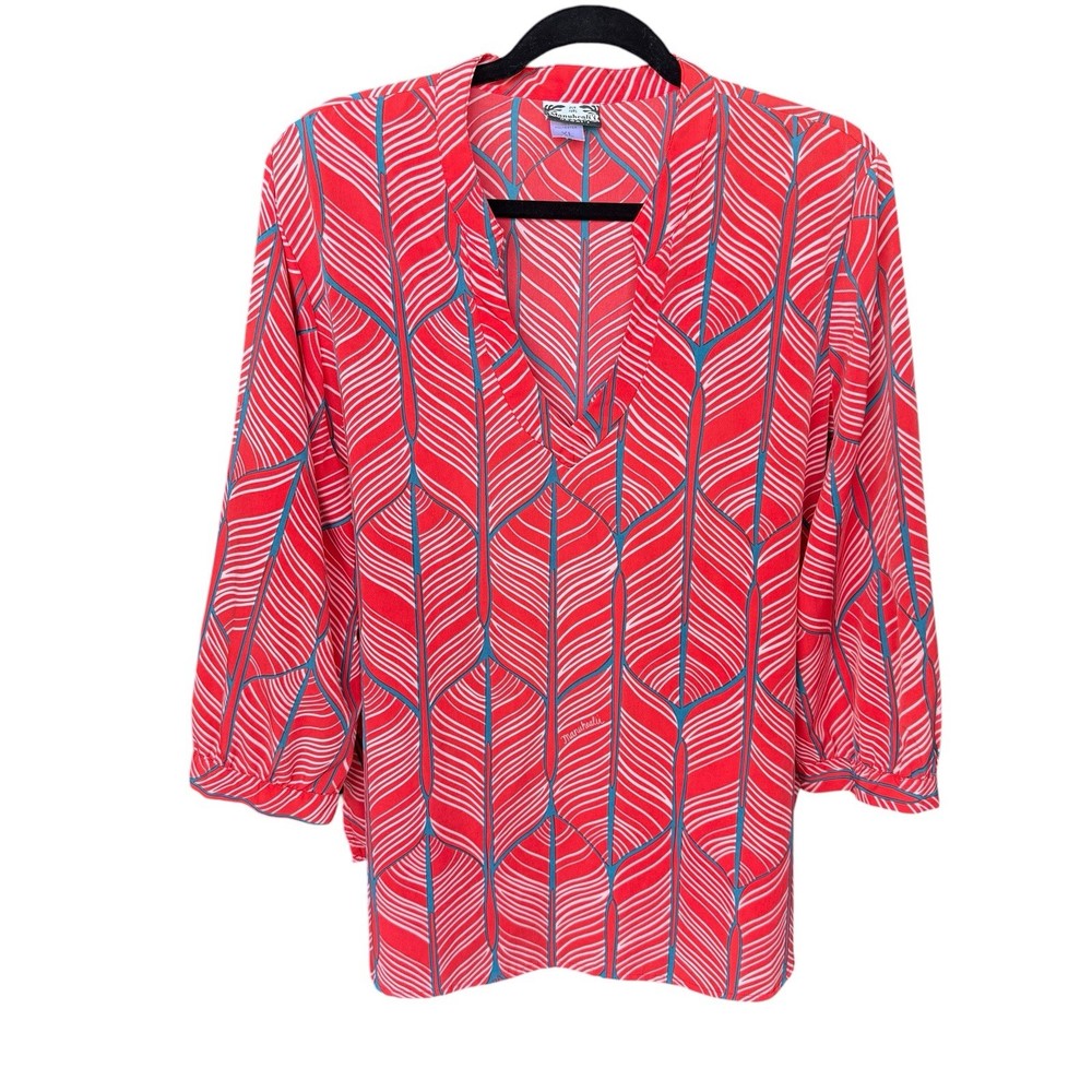 Manuhealii blouse top v neck long sleeve polyester XL