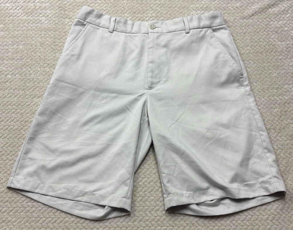 Greg Norman Shark Tasso Elba Golf Shorts Mens 36 White Performance Stretch