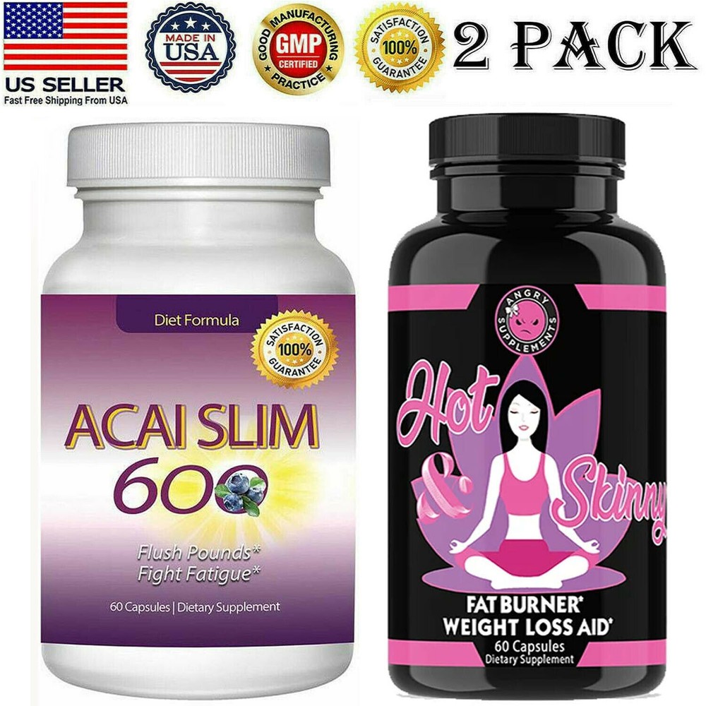 Acai Berry Slim Weight Loss Supplement Pills Hot & Skinny Fat Burn Capsules 2pk-image