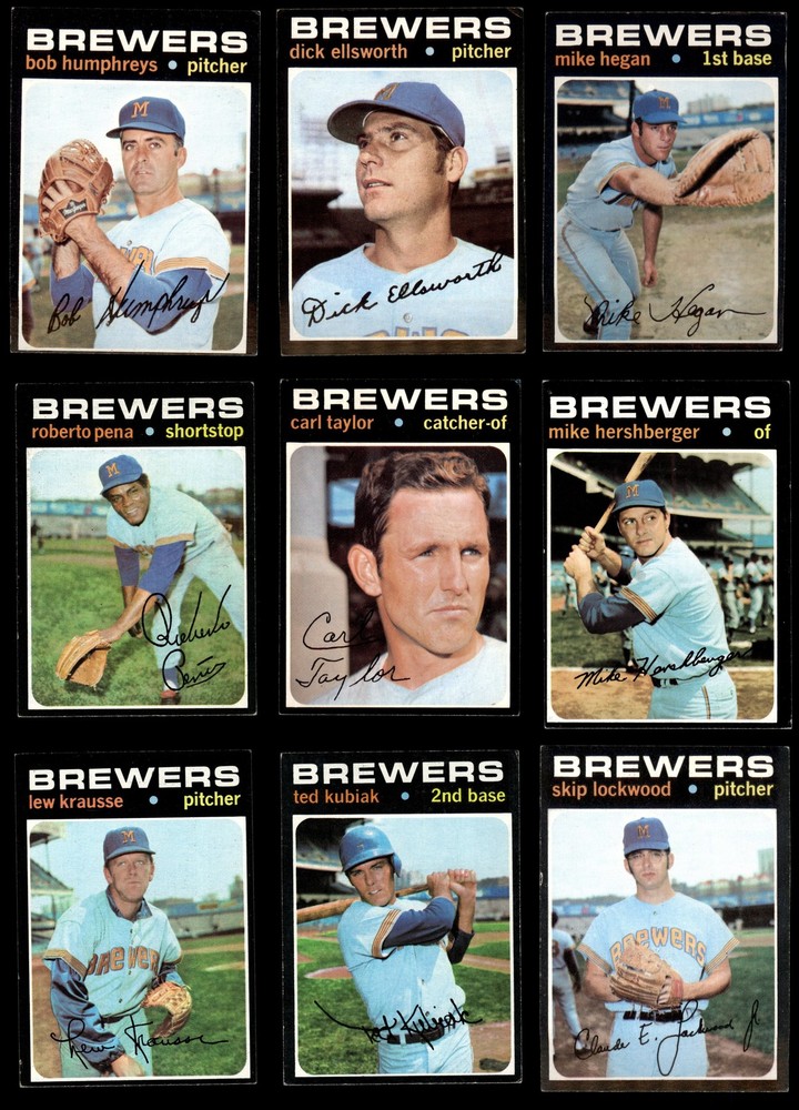 1971 Topps Milwaukee Brewers Near Team Set 3.5 - VG+ 7209602 (16 / 30 cards)