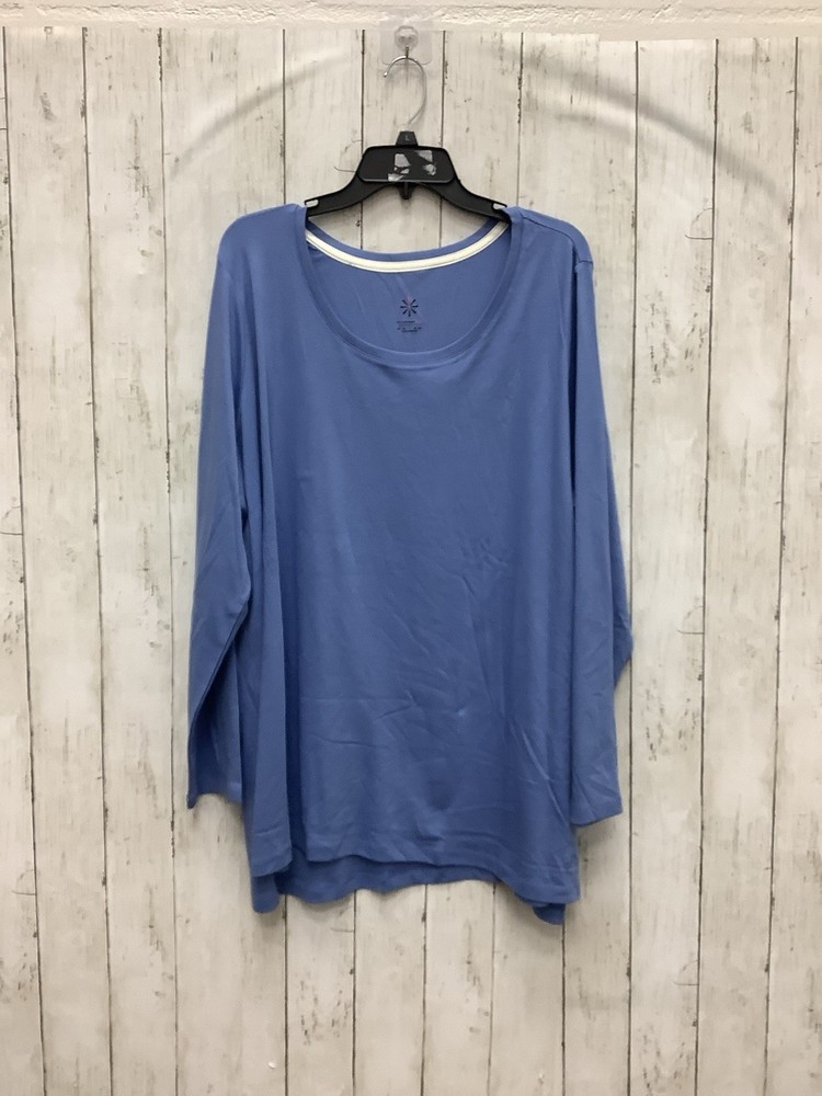 Isaac Mizrahi Live! Essentials Blue Scoop Neck Long Sleeve Knit Top, Size 3X