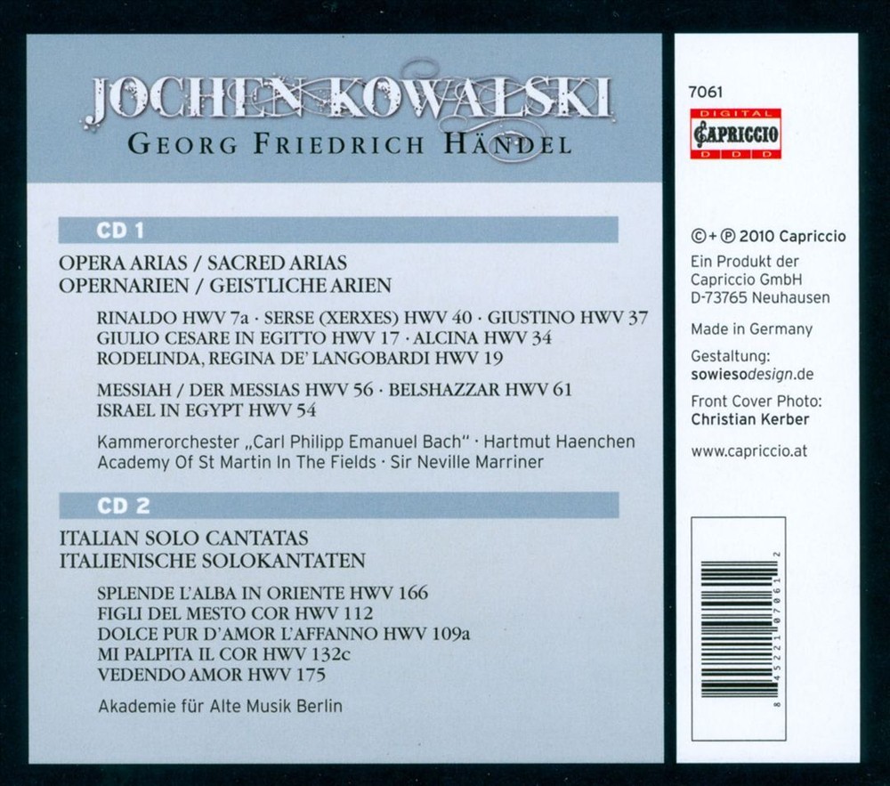 Jochen Kowalski Neville Marriner Academy St Martin-in-the-Fields Handel Opera Arias-image