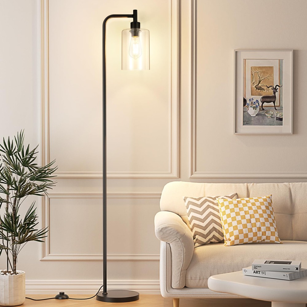 Black Industrial Floor Lamp with LED Bulbs & Foot Pedal Switch