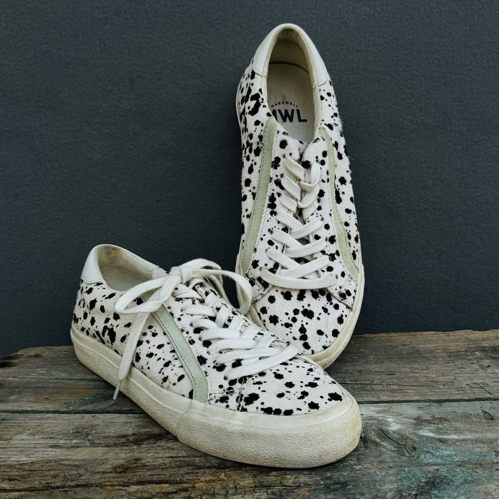 Madewell Spot Dot Low-Top Leather Calf Hair Sneakers Size 7.5