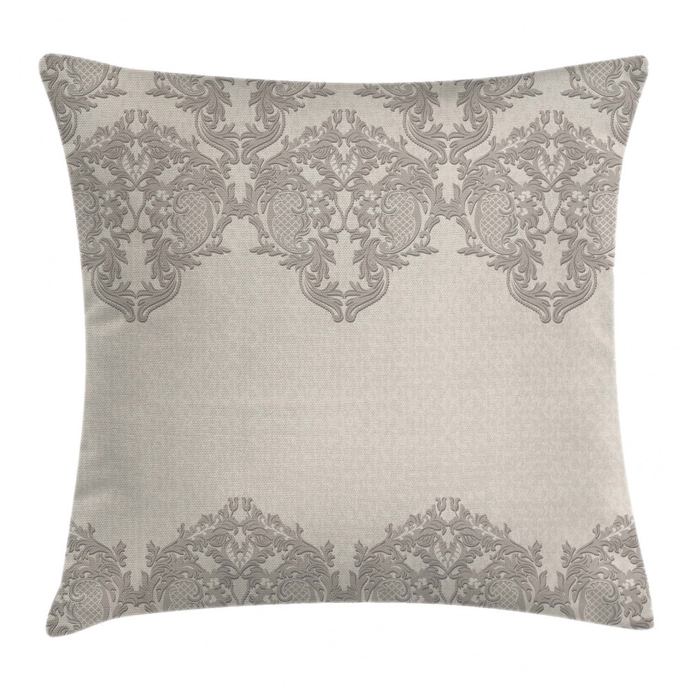 Taupe Retro Lace-Like Square Pillow Cover 20 Inches Cushion Case