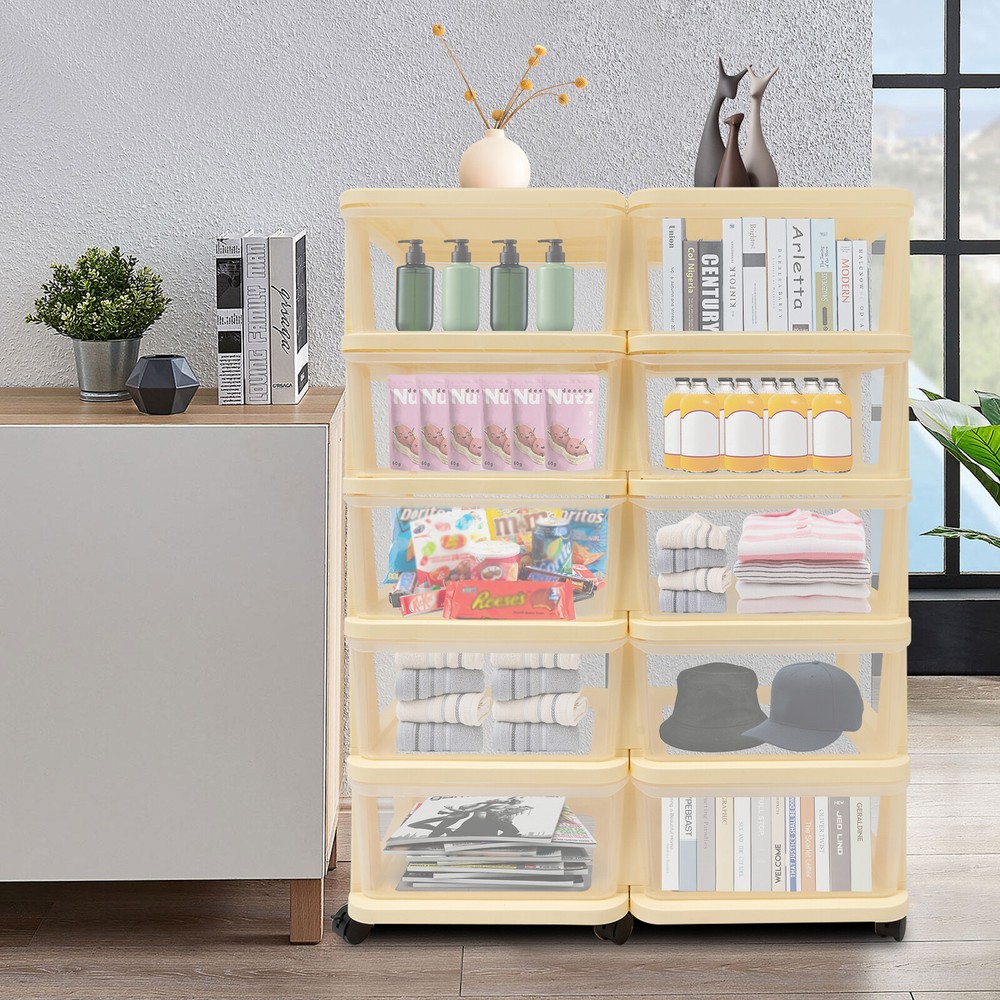 5-Tier Collapsible Storage Cabinet with Wheels for Easy Organizing