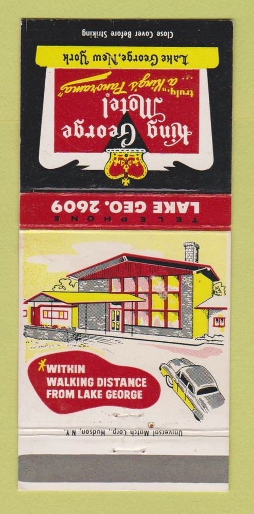 Matchbook Cover - King George Motel Lake George NY 30 Strike