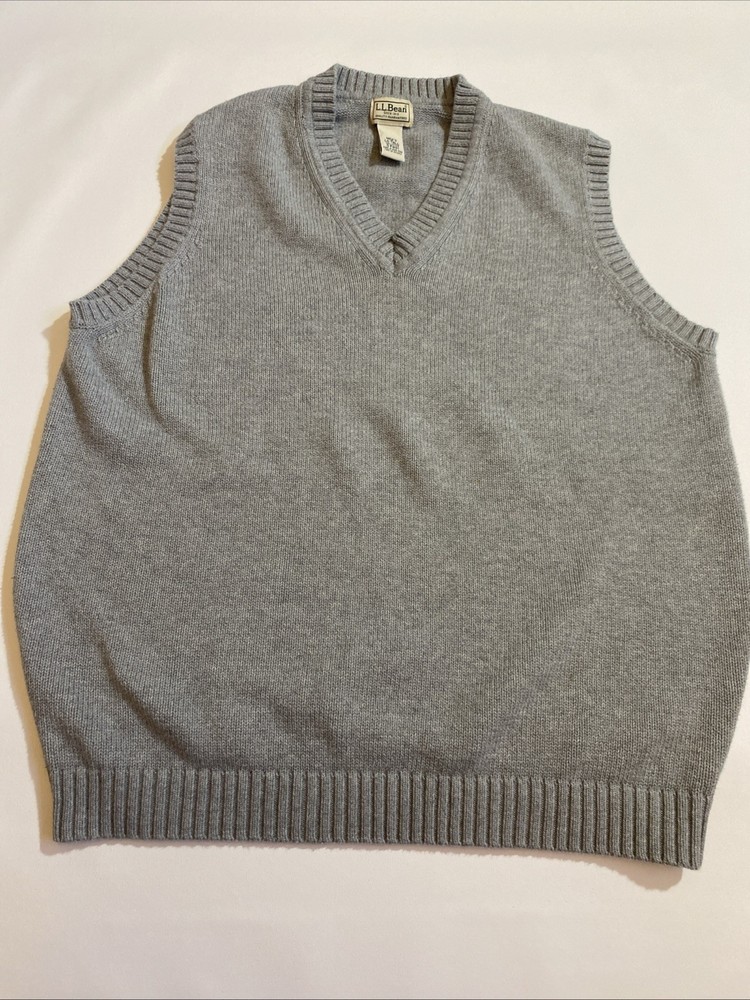 L.L. Bean Vintage Men's 100% Cotton Sweater Vest Gray Size Large Tall
