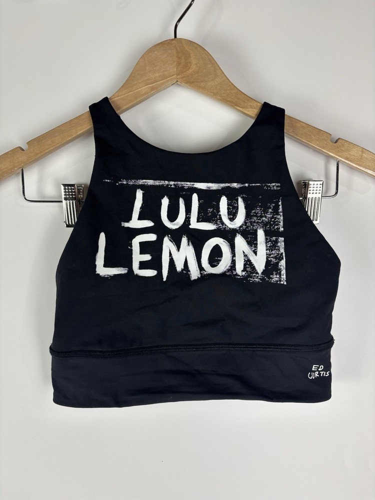Lululemon Ed Curtis Womens Size 6 Black Energy High Neck Longline Sports Bra