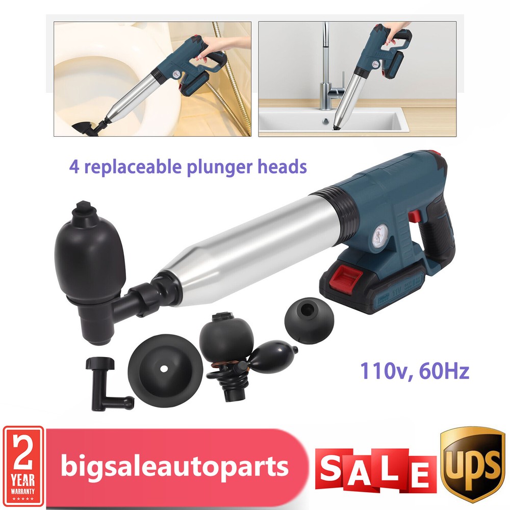 Electric Toilet Plunger Air Drain Blaster High Pressure Sink Dredge Clog Remover