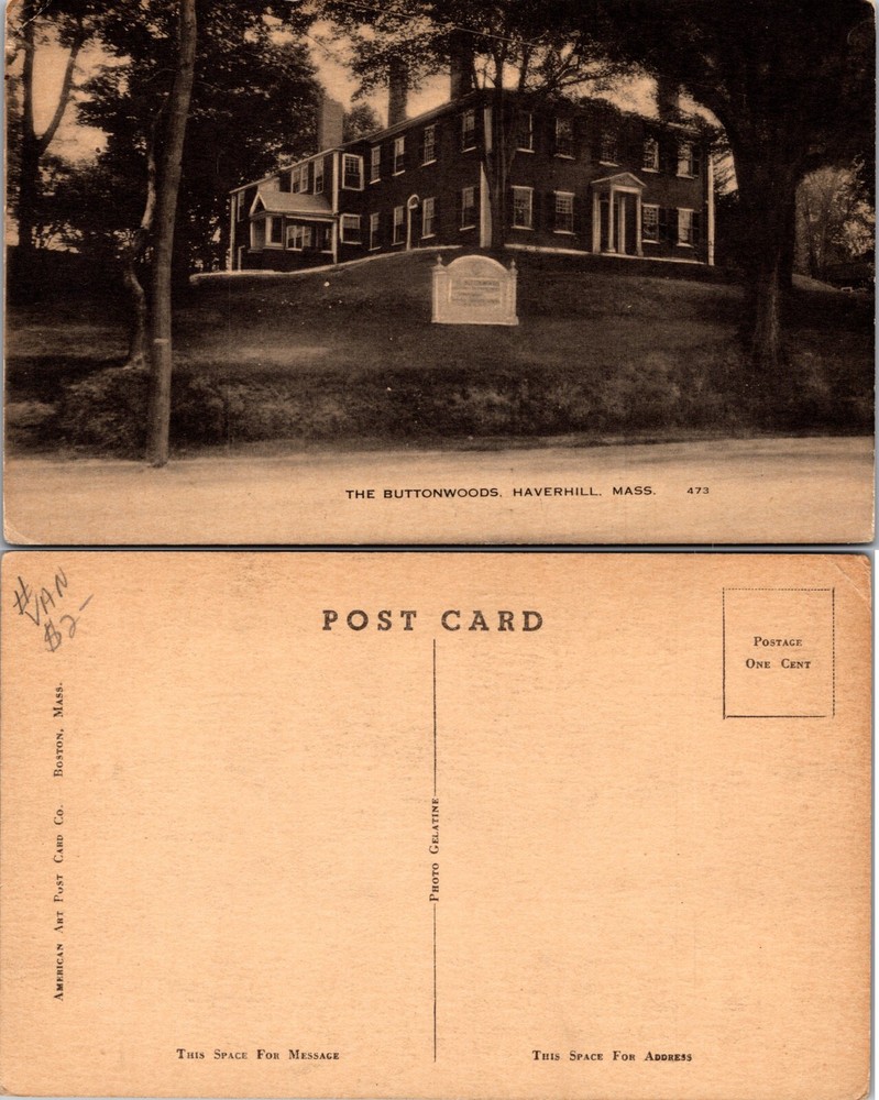 The Buttonwoods Haverhill Massachusetts MA Postcard