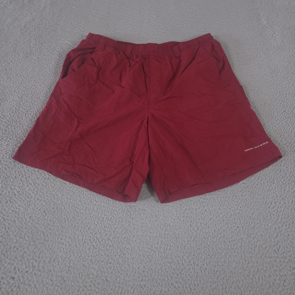 Columbia Shorts Mens Large Red Backcast PFG Omni-Shade UPF 50+ Lined Fishing